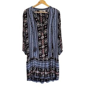 Anthropologie Holding Horses Winter Moon Boho Western Aztec Tunic Dress size L